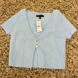 pacSun fluffy half button cropped cardigan